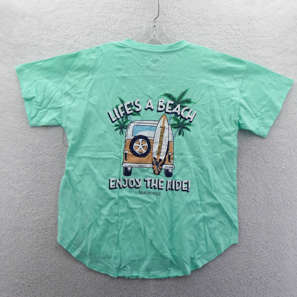 Margaritaville Shirt Womens Medium Kansas City Chiefs Green Lifes A Beach Cotton